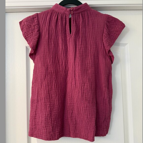 NWOT Joe's Jeans Gauzy Flutter Sleeve Mock-Neck Top (Small) - Picture 4 of 5
